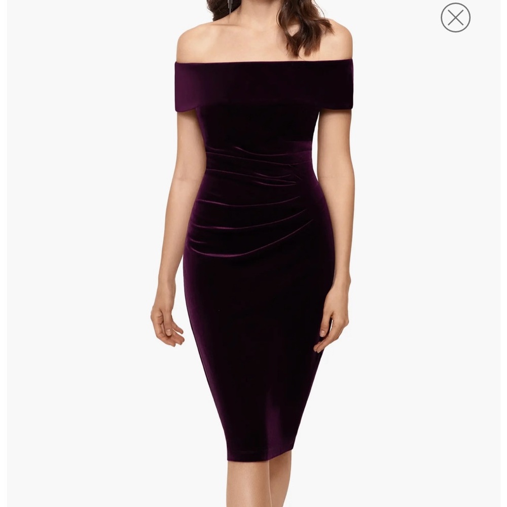 Xscape velvet off the shoulder cocktail dress *size 12*